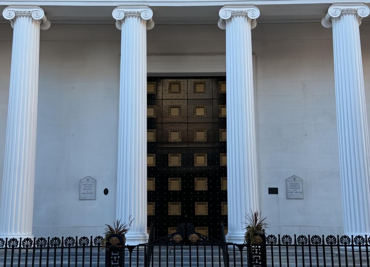 St. George Greek Orthodox Cathedral, PA - Front Door and Columns
