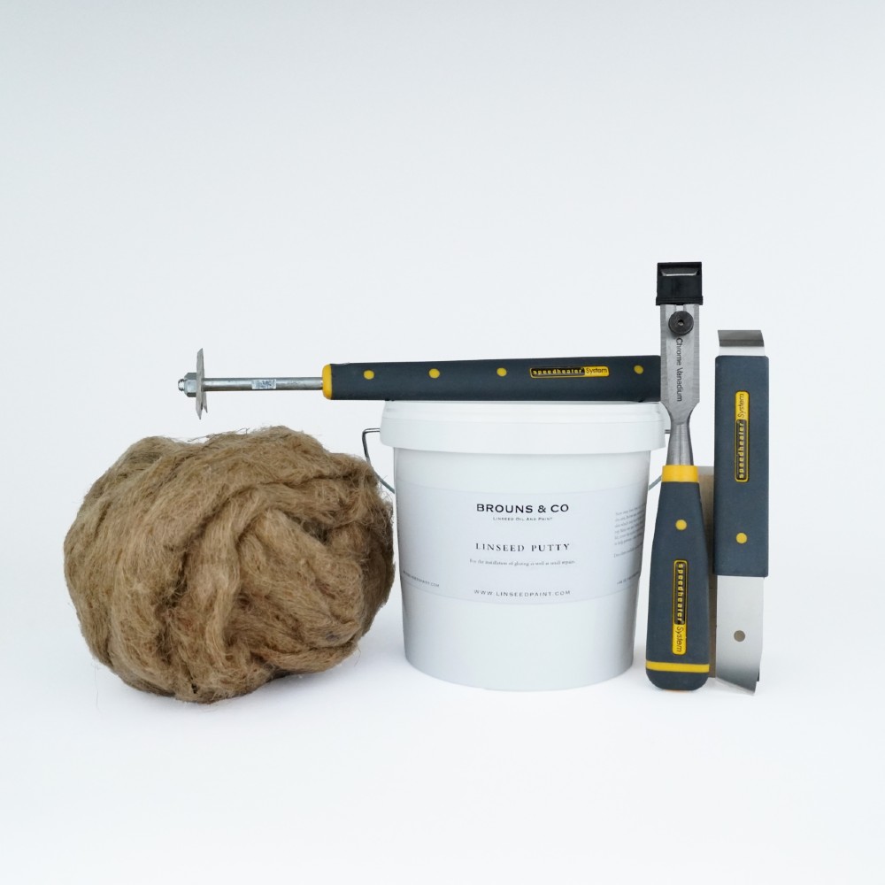 Window Restoration Kit Starter Small Oakum Scrapers Putty in Large sizes