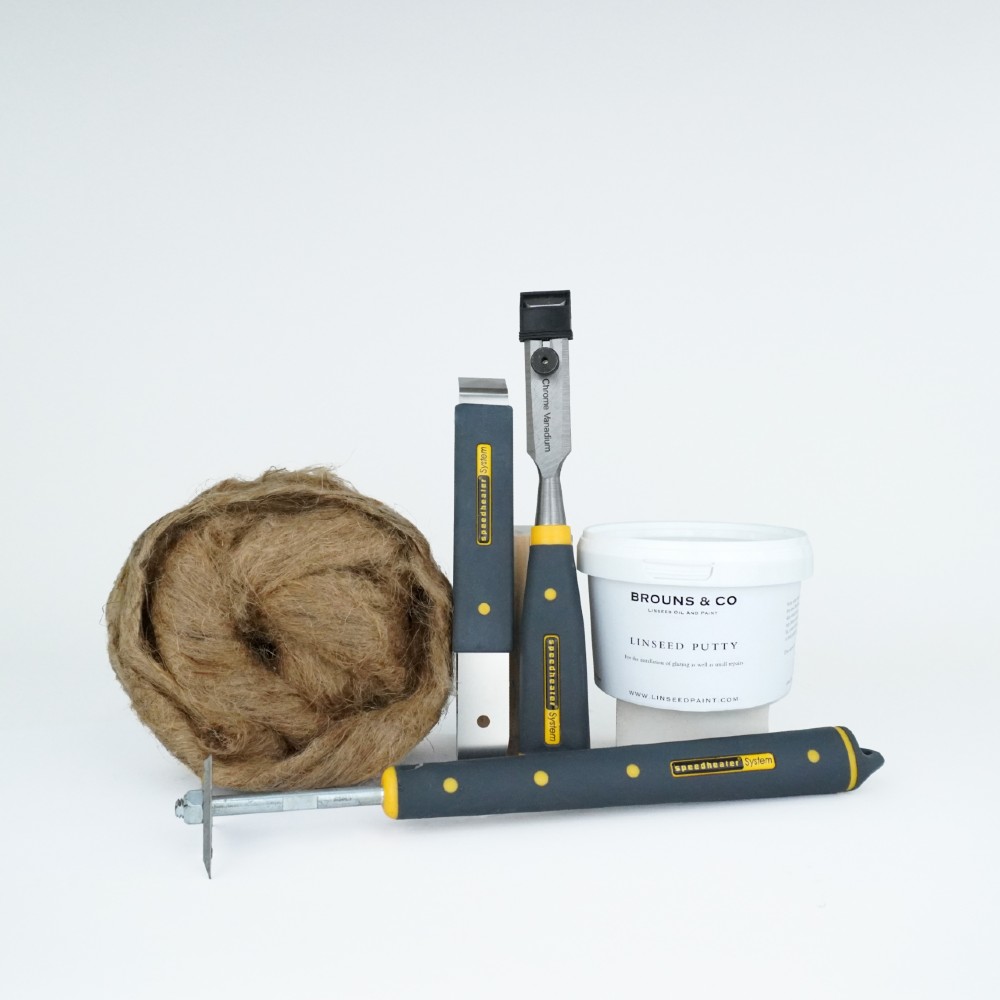 Window Restoration Kit Starter Small Oakum Scrapers Putty